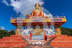 Holy statue of Guru Padmasambhava or born from a lotus, Guru Rinpoche, was a Indian tantric Buddhist Vajra master who taught