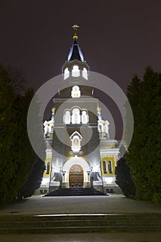 Holy Transfiguration Cathedral at night. Zhitomir Zhytomyr. Ukraine