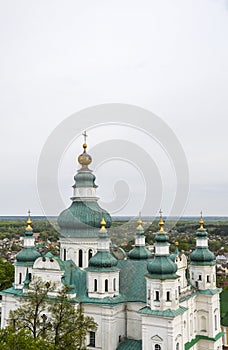 Holy Trinity cathedral in Chernihiv. View from bell tower. Ukraine