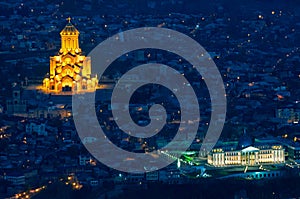 Holy Trinity Cathedral of Tbilisi at night