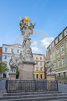 Holy Trinity Column at Cabbage Market Square Zelny trh - Brno, Czech Republic