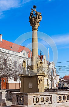 Holy Trinity column at Fo ter Square in Keszthely, Hungary, Europe