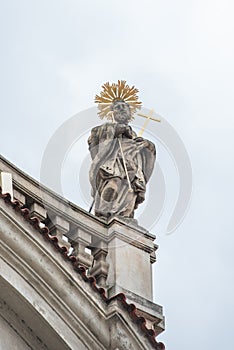 Holy Trinity Column Plague Column at Lesser Town Square. Prague, Czech Republic. Holy Trinity Column was designed by Giovanni Ba