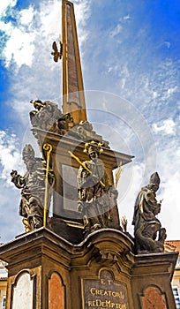 Holy Trinity Column Plague Column at Lesser Town Square Mala Strana. Prague, Czech Republic