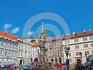 Holy Trinity Column Plague Column at Lesser Town Square. Prague, Czech Republic