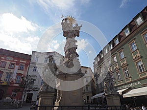 Holy Trinity column in Zelny trh square in Brno