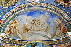 Holy Trinity, fresco in the church of Helena in Zabok, Croatia