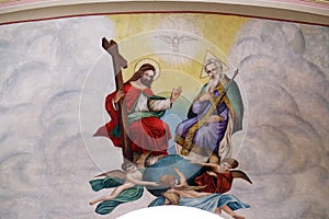 Holy Trinity, fresco in the church of Saint Matthew in Stitar, Croatia