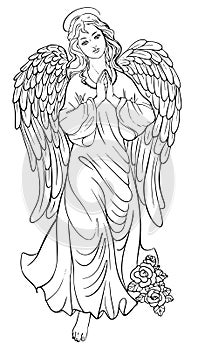 Holy virgin with angel wings vector