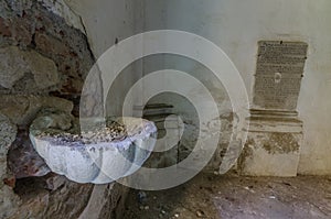 holy water basin in church