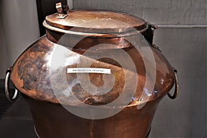 Holy water basin from copper in the cathedral in St.Gallen