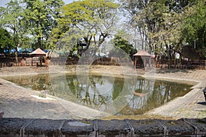 Holy water pond in Wat Pho Kao Ton in Bang Rachan village of Singburi city in Sing Buri, Thailand