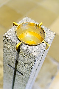 Holy water stoup in the church