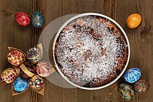 Holy Week Easter Eggs and Pasca, a Romanian Traditional Cake for Easter