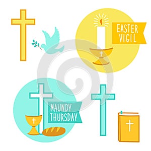 Holy Week Easter Vigil and Maundy Thursday icons photo