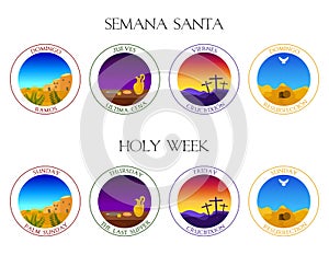 Holy week flat icons  set