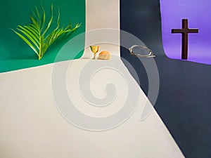 Holy Week, Lent Season, Palm Sunday, Maundy Thursday, Good Friday, Easter Sunday Concept background