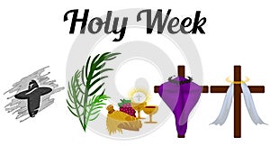 Holy Week, Maundy Monday, Ash Wenesday, Cross with Purple Cloth Cover. Lent Season, Good Friday