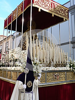 Holy Week penitent leading Virgin, La Laguna, Tenerife, Canary Islands photo