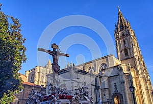 Holy Week Procession in Oviedo, Brotherhood of Students, Asturias. photo