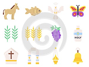 Holy week related flat icon set 3, vector illustration