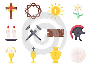 Holy week related flat icon set 4, vector illustration