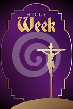 Holy Week - Silhouette of the crucifixion of Christ on purple background