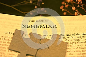 The Holybible book of The book of Nehemiah Index for background and inspiration vintage style