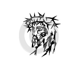 The face of the Lord Jesus with Thorns photo