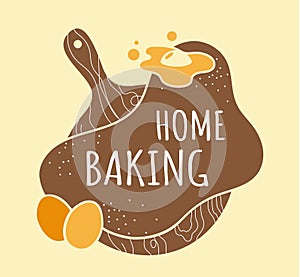 Homa baking. Cook logolype. Bakery and cookery logo. Food preparing course, kitchen decor. Lettering sticker. Restaurant