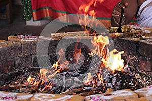 Homa Kundam or pit for performing Fire Lab