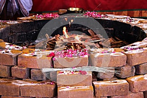 Homa Kundam or pit for performing Fire Lab