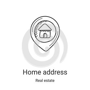 home address icon vector from real estate collection. Thin line home address outline icon vector illustration. Linear symbol for