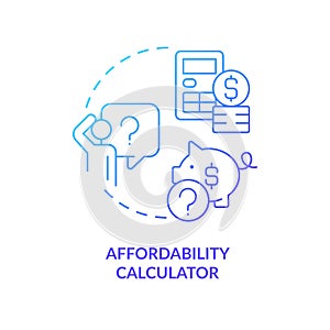 Home affordability calculator blue gradient concept icon