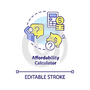 Home affordability calculator concept icon