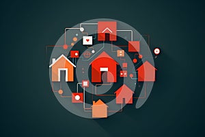 Home algorithm icon. connecting the home system.
