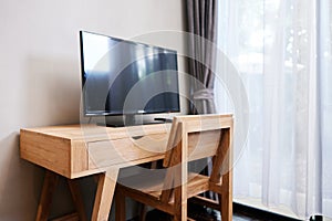 Wood decor interior house television apartment wall table design room home furniture modern