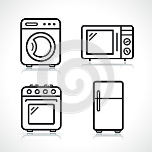 Home appliance thin line icons