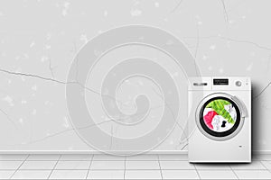 Home appliance - Washing machine washing of linen in home interier