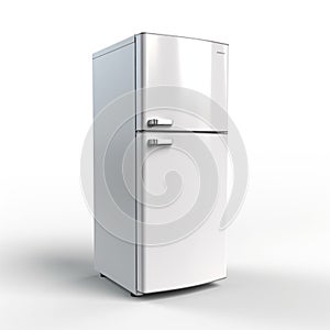 Home appliance white refrigerator with two doors on white background