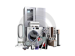 Home appliances  E commerce or online shopping concept 3d render white no shadow