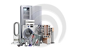 Home appliances  E commerce or online shopping concept 3d render white no shadow photo