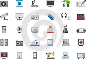 Home appliances and electronic devices icon set