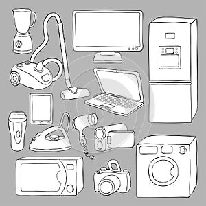 Home appliances and electronics icons
