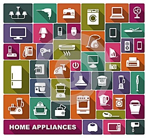 Home appliances flat icons