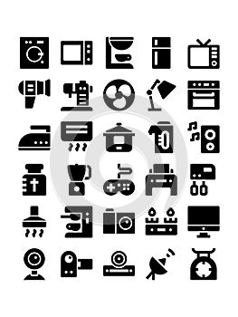 Home appliances glyph icons