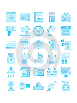 Home appliances gradient flat icons