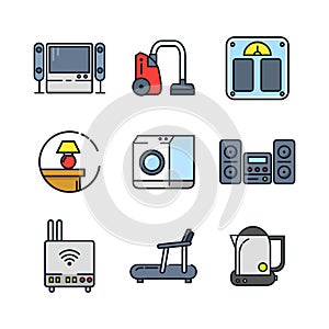 Home Appliances Icon Color Illustration Design