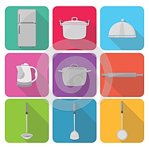 Home appliances icons in flat design set 4