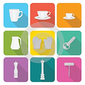 Home appliances icons in flat design set 1